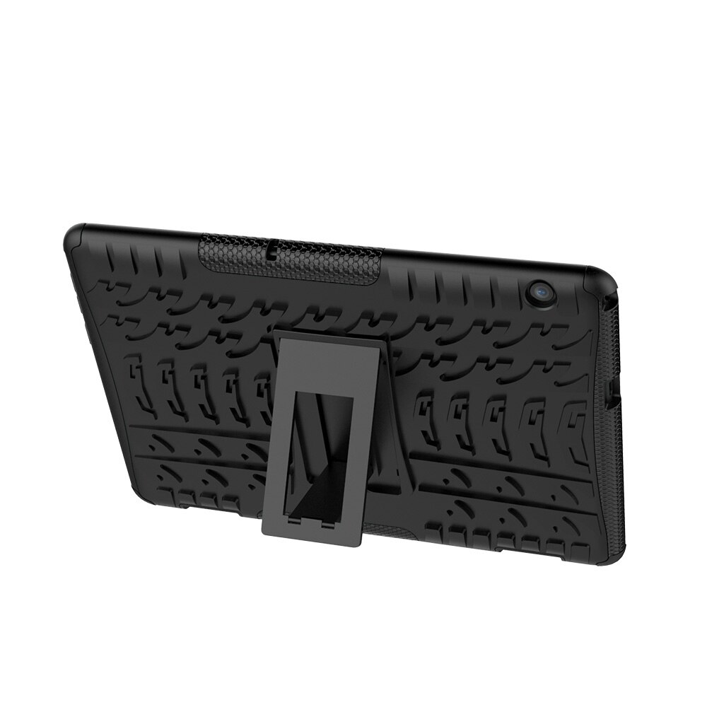 Husa tableta pentru Huawei MediaPad T5, textura cauciucata, TPU + PC, protectie anti-soc cu suport (Negru)