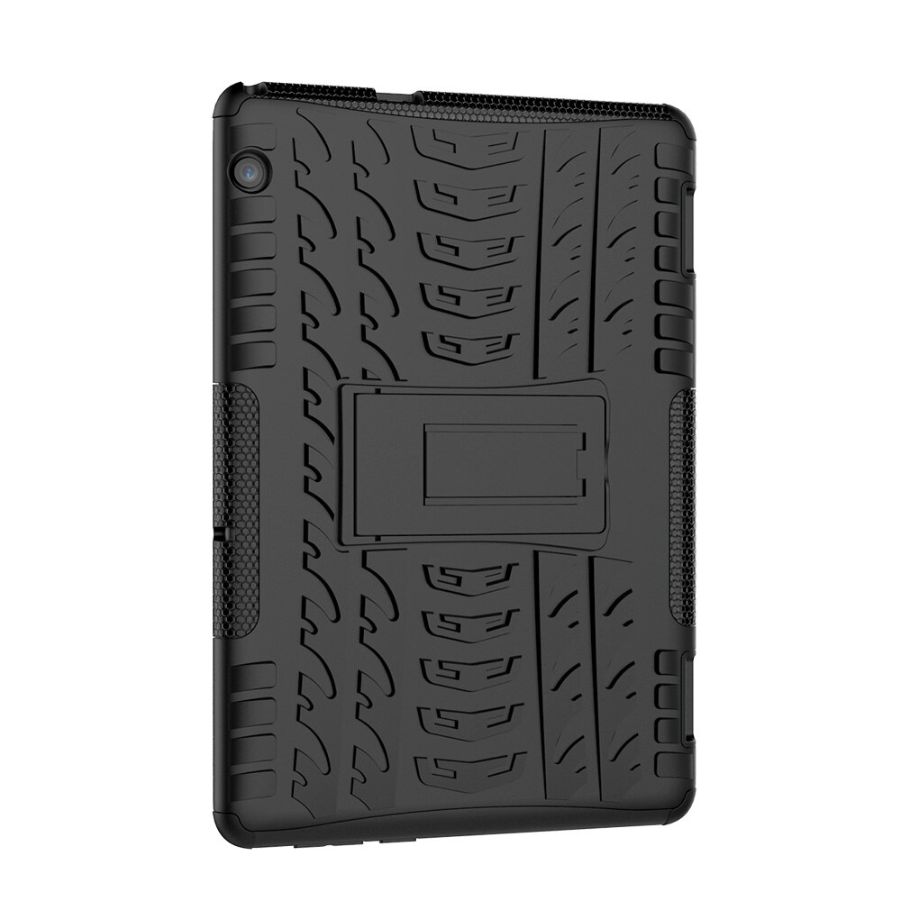 Husa tableta pentru Huawei MediaPad T5, textura cauciucata, TPU + PC, protectie anti-soc cu suport (Negru)