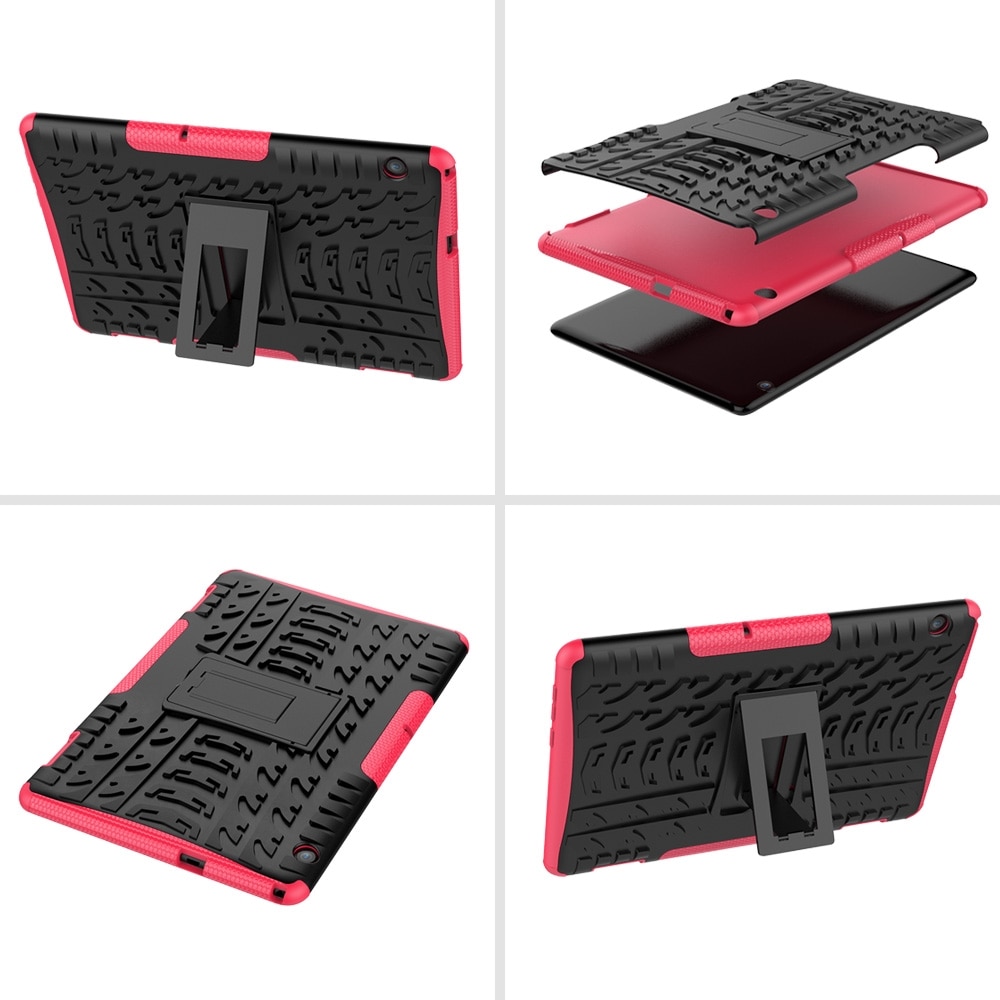 Husa tableta pentru Huawei MediaPad T5, textura cauciucata, TPU + PC, protectie anti-soc cu suport (Negru)