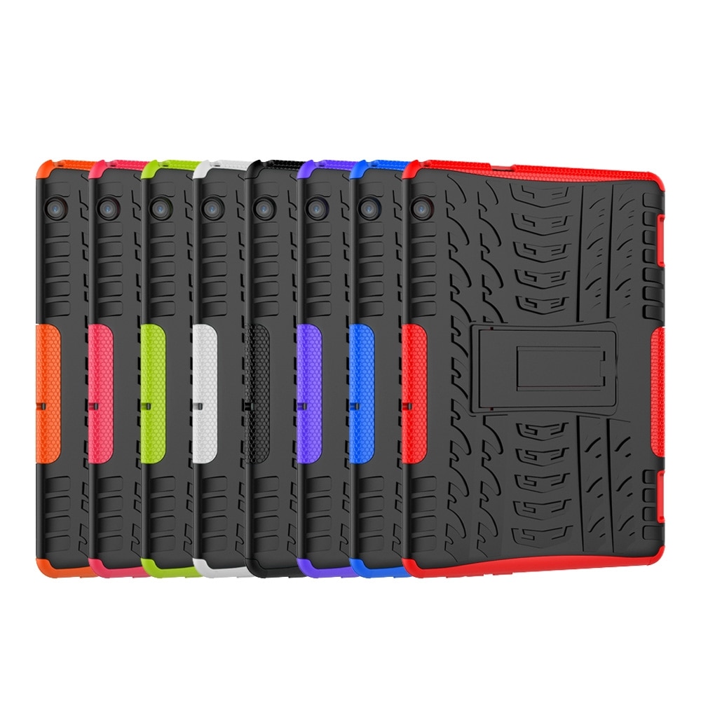 Husa tableta pentru Huawei MediaPad T5, textura cauciucata, TPU + PC, protectie anti-soc cu suport (Negru)
