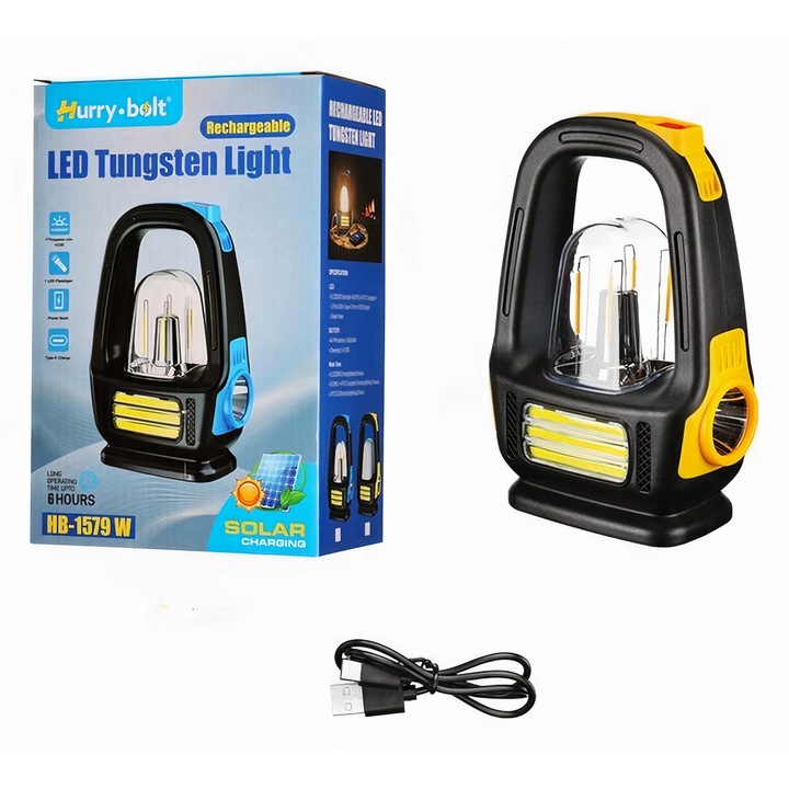 Соларна лампа 20×12 LED, многофункционална с 3 USB режима на осветление