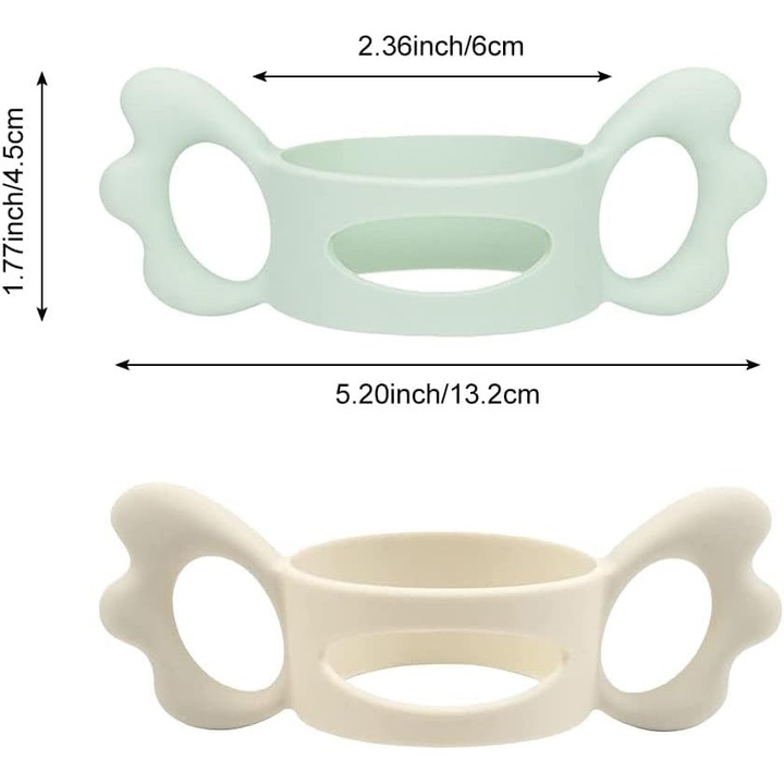 2 db-os cumisüveg fogantyú készlet, PsAyl, szilikon, zöld/bézs, 9-12 hónapos korig