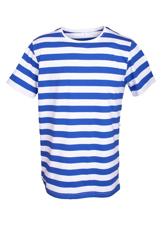 Férfi póló, tengerész, rövid ujjú, széles csíkos