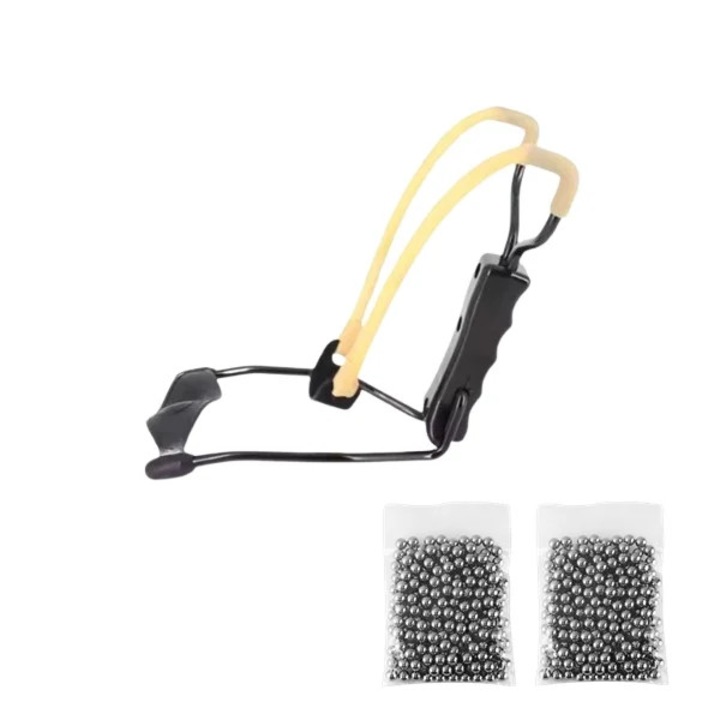 Комплект Метална Прашка И 200 Метални Топчета За Страйкбол Depox, 6 мм, 18 см, Кафяв