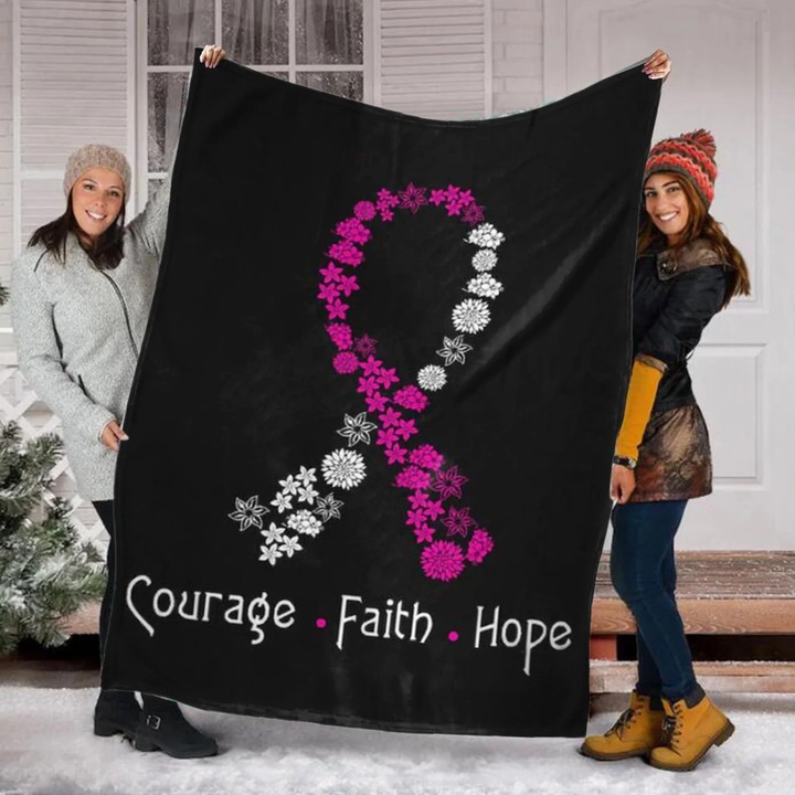 Patura flanel roz, suport cancer san, 130x150cm