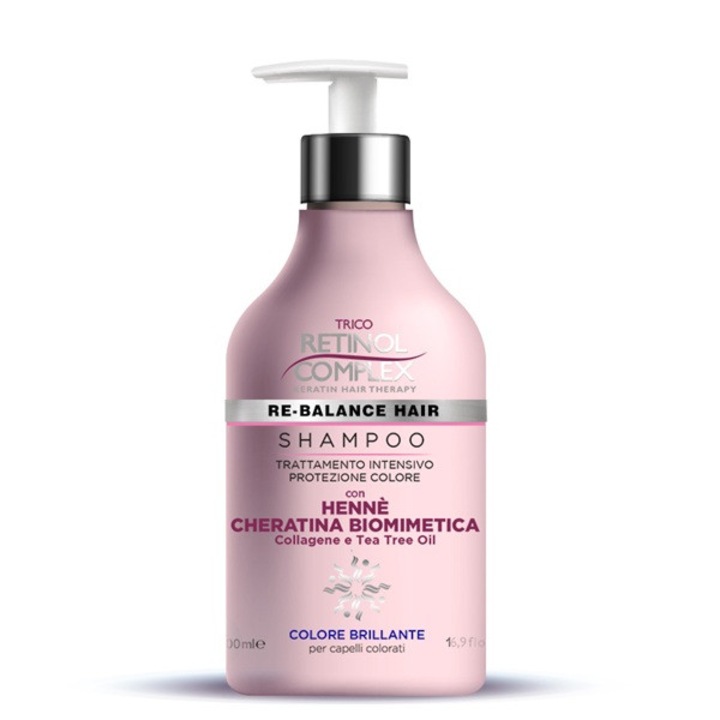 Шампоан за защита на цвета с къна, кератин, колаген и чаено дърво, Trico Retinol Complex, 500 мл