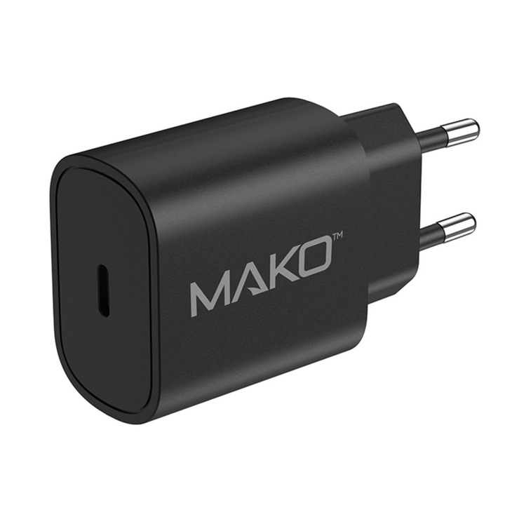 Mako Fast Charge 25W hálózati töltő, USB-C, fekete