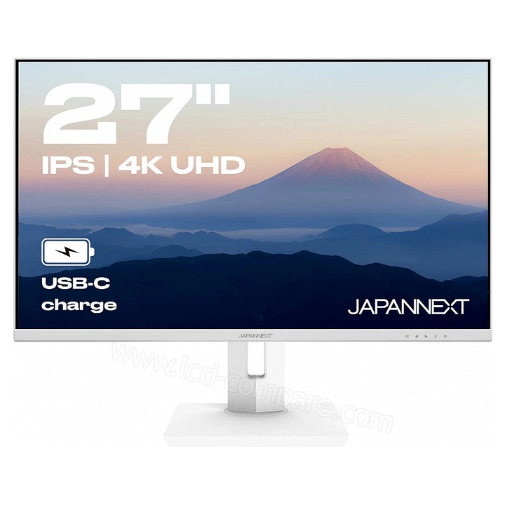 Japannext monitor 27 hüvelyk, IPS 4K UHD (3840x2160), USB-C töltés (65W), állítható magasságú és dőlésszögű (HSP), KVM, VESA, sRGB 100%, G-Sync/FreeSync