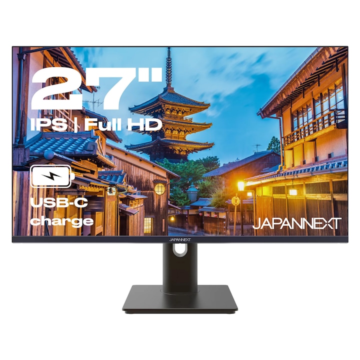 Монитор Japannext 27 инча, IPS FHD (1920 x 1080) HDMI, DP, USB-C (65W захранване), HDR, Pivot, VESA