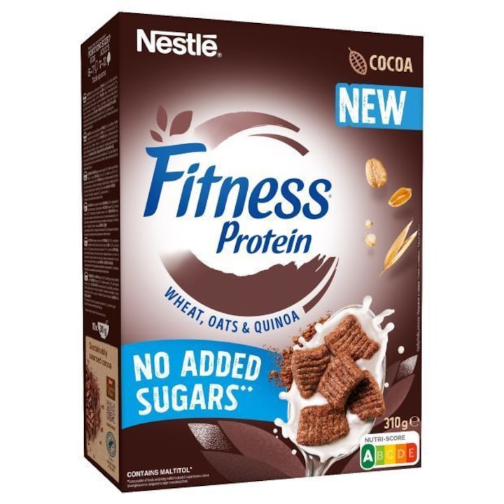 Зърнена закуска, Nestle Fitness Protein, С какао и подсладител, No added sugar, 310g