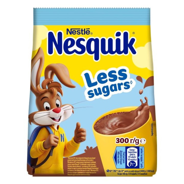 Разтворима какаова напитка, NESTLE NESQUIK, С намалено съдържание на захари, пакет 300g