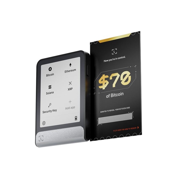 Ledger Flex Crypto elektronikus pénztárca, Bitcoin, Ethereum, Solana, Cardano és egyéb virtuális valutákhoz, 70 dolláros Bitcoin utalvány, fekete