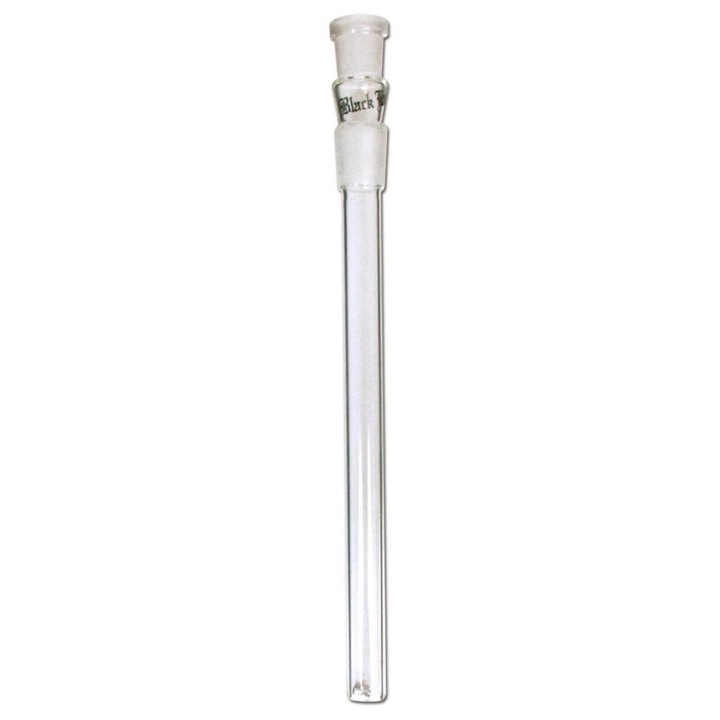 Adaptor Chillum Black Leaf pentru pipa bong SG 19/14, sticla borosilicata rezistenta, transparent, lungime 14cm