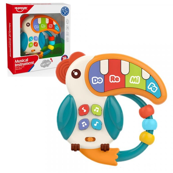 Huanger 3103237 Music World: Zenélo tukán zongora 14cm