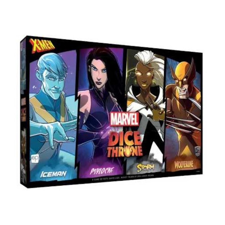 Joc de societate Marvel Dice Throne: X-Men, Roxley Games, 8 eroi, set cu zaruri personalizate