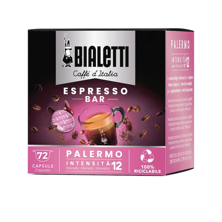 Cafea Bialetti Espresso Palermo, 72 capsule, 400g