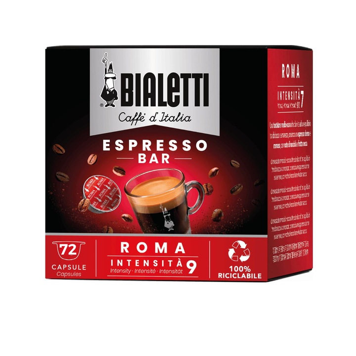 Cafea Bialetti Espresso Roma, 72 capsule, 400g
