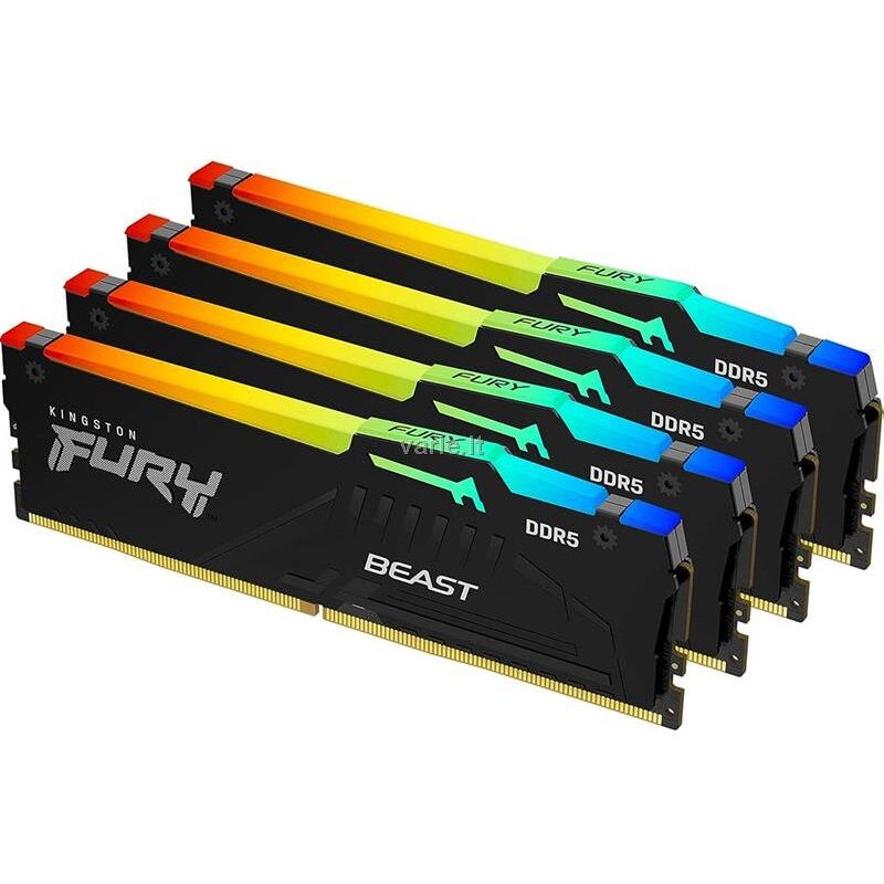 メモリー DDR5-6000 64GB (16GB x 4) Kingston fury Memorie RAM Kingston Fury Beast, 64GB, DDR5-6000, 4 module, RGB