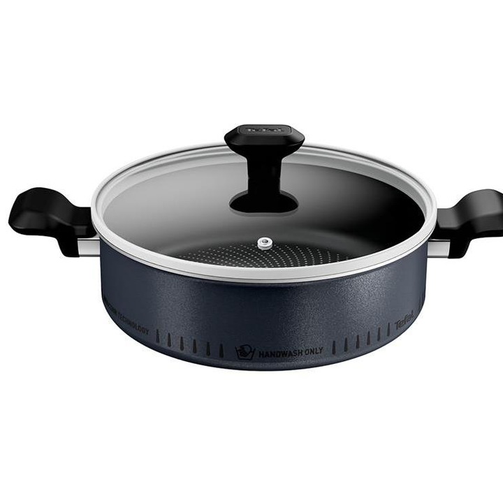 Тиган Tefal, 24 см, с капак, ергономичен дизайн, титан, незалепващо покритие