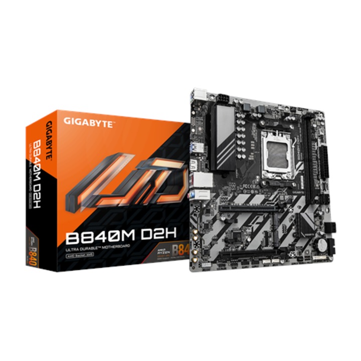 Alaplap, GIGABYTE, B840M D2H AM5, 1xHDMI, Fekete