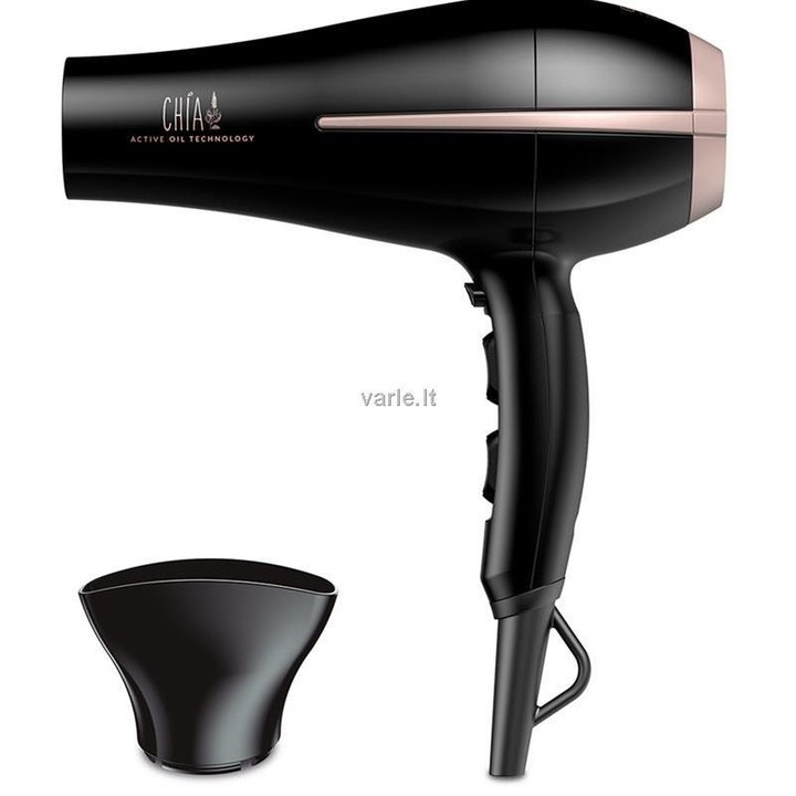 GA.MA Bora Chia hajszárító, DC motor, 2200 W, 2 sebesség, 3 hőmérséklet, fekete színű