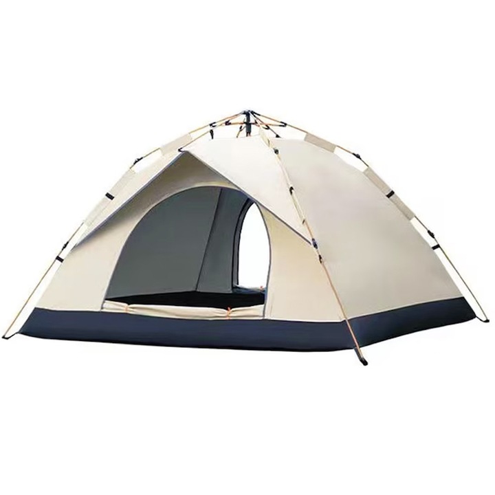 Automata kemping sátor 2 személyre, OPTIM SOLUTION, 200 x 150 x 130 cm, állandó légáramlás, hálós ajtók, szúnyog/rovarok ellen, szabadtéri, nyári, hegyi, vízálló, UV védelem, automata keret, gyors felállítás, összecsukható oszlopok, XEG, bézs szín