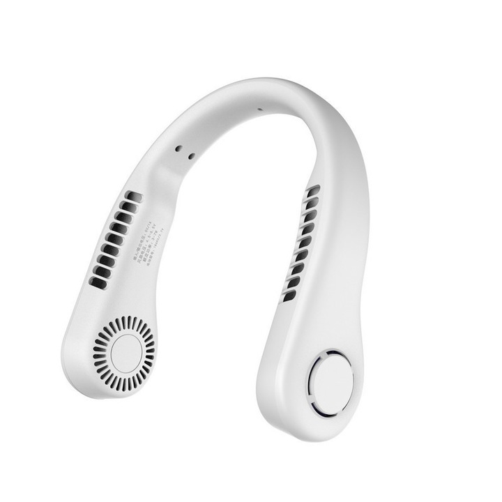 Вентилатор за шия с охлаждаща плоча, преносимо зареждане тип C, батерия 4000mAh, нисък шум, 100 скорости на вятъра, сребристо-бял