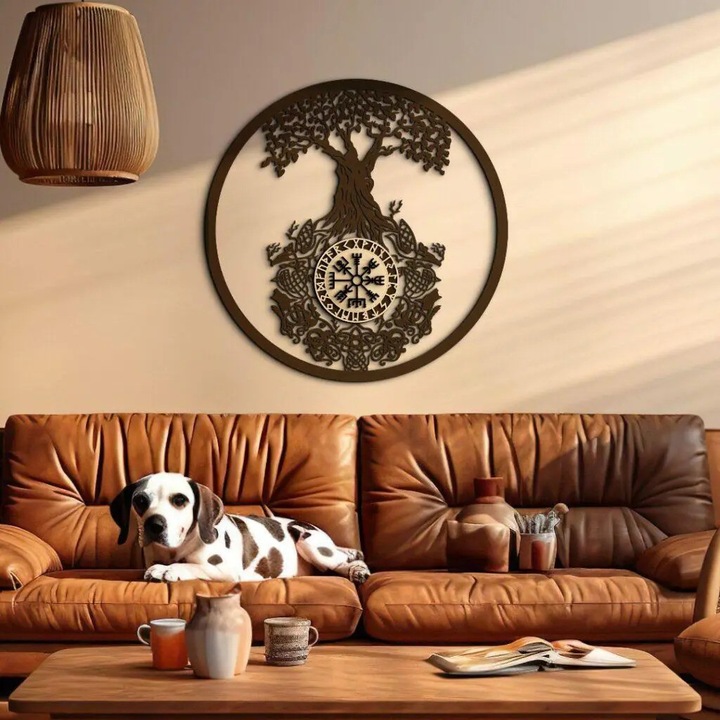Viking Életfa, Fali Dekoráció, 70 cm átmérő, fekete szín
