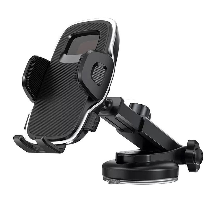 Autós telefontartó, 360°-ban állítható, szélsőséges hőmérsékletnek ellenálló, nagy telefonokhoz, fekete