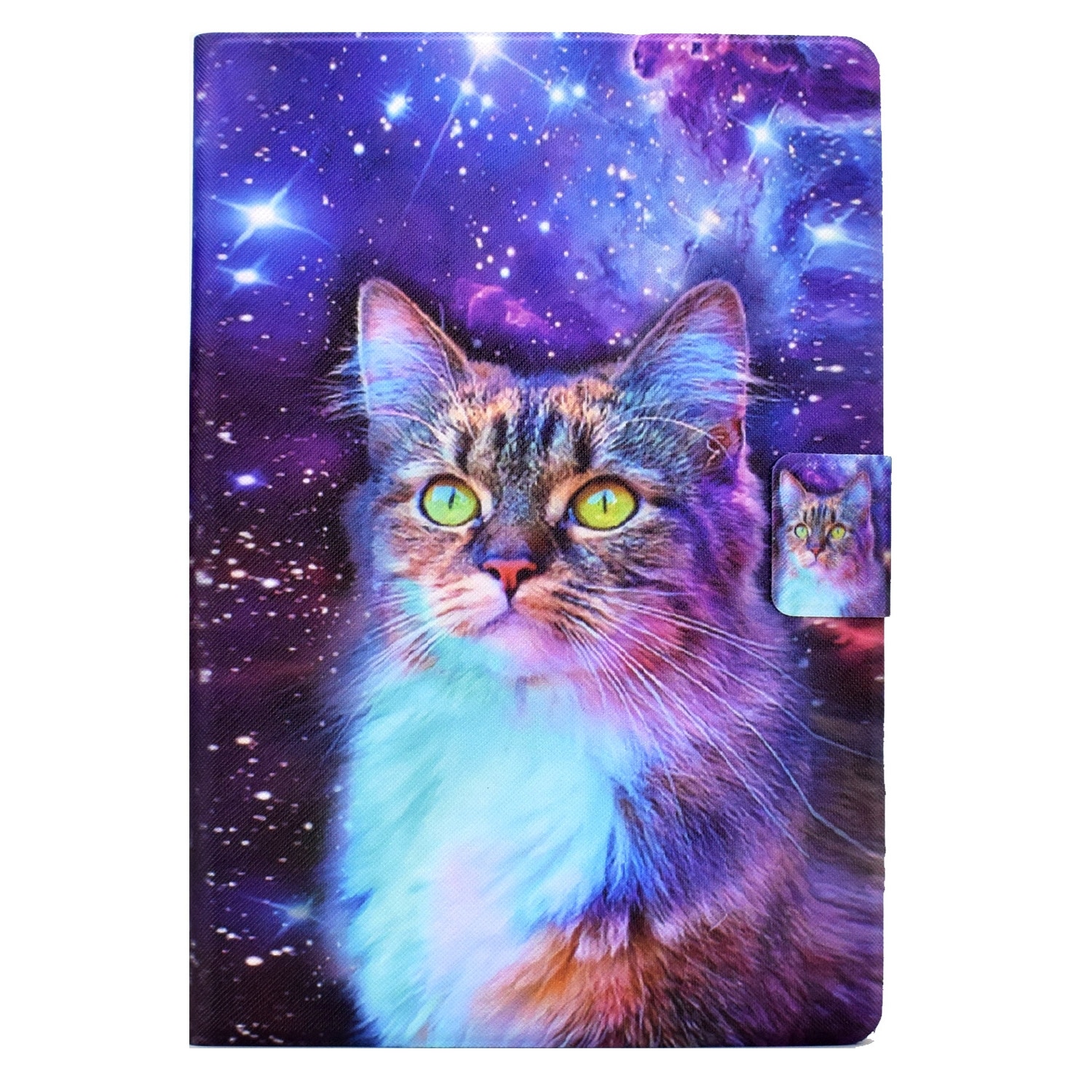 Husa tableta pentru Huawei MediaPad T5, piele TPU presata electric, tip carte, cu design de stea pisica, acces complet la porturi, albastru