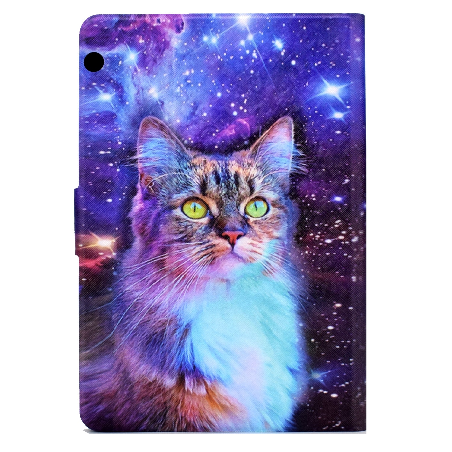 Husa tableta pentru Huawei MediaPad T5, piele TPU presata electric, tip carte, cu design de stea pisica, acces complet la porturi, albastru