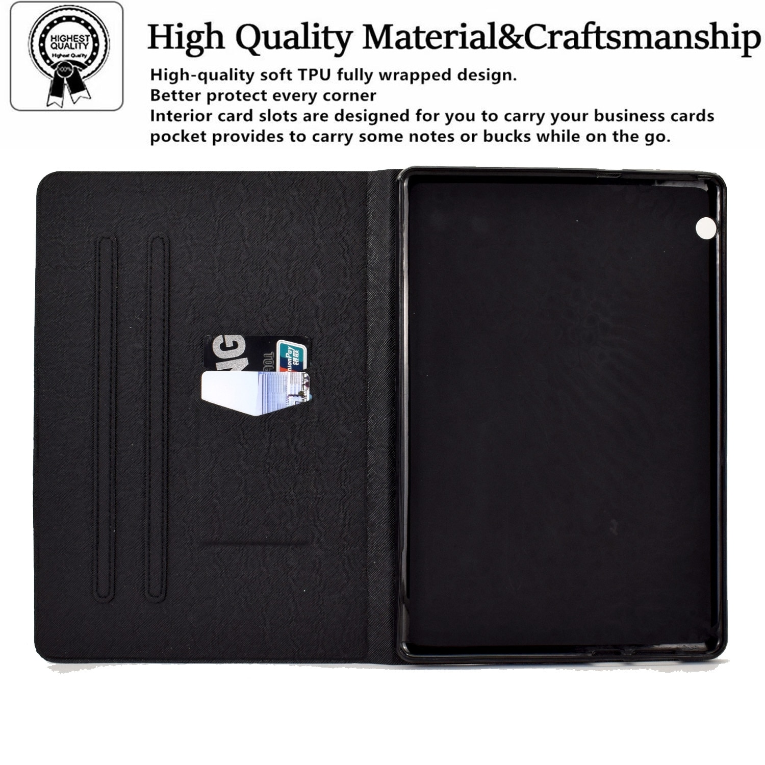 Husa tableta pentru Huawei MediaPad T5, piele TPU presata electric, tip carte, cu design de stea pisica, acces complet la porturi, albastru
