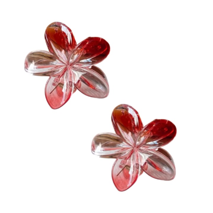 Set 2 clamite de par, model floare, plastic, multicolor