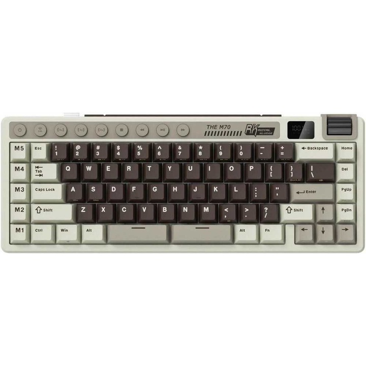 Безжична геймърска клавиатура Royal Kludge M70, Бежов/кафяв, Wireless