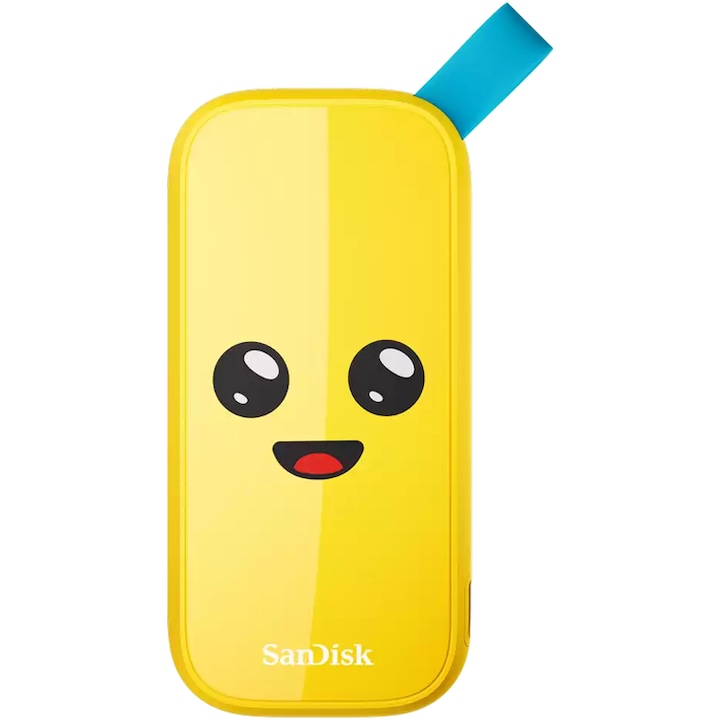 Външен SSD SanDisk Fortnite Peely Edition, 1 TB, 800 MB/s, 96.77x46.99x9.91mm, 40.82g