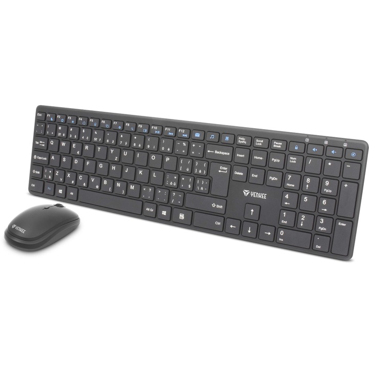 Комплект безжична клавиатура и мишка Yenkee YKM 2008CS, 2.4GHz, USB, 1600 DPI, черен