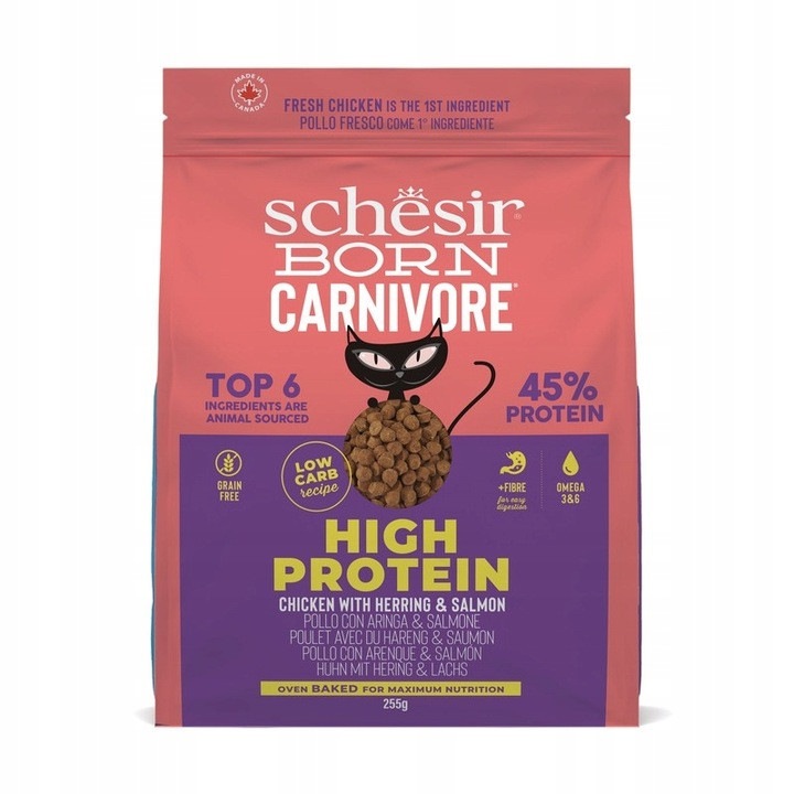 Schesir BORN CARNIVORE Суха храна за котки с пиле, херинга и сьомга 255g