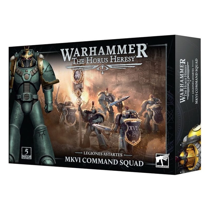 Разширение за игра Warhammer Horus Heresy, MKVI Command Squad Legiones Astartes, Games Workshop, 168 части, сиво
