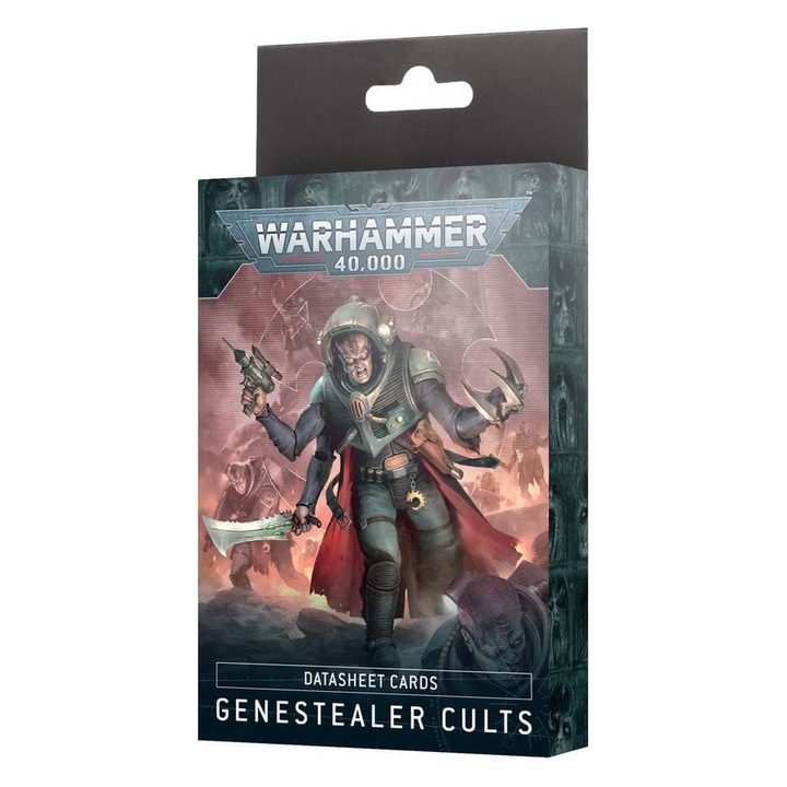 Adatkártyák: Genestealer Cults, Games Workshop, 29 kártyalapos készlet, méret 161,5x107,1 mm, lila