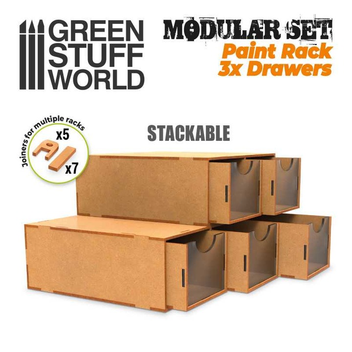 Set modular 3x sertare, GREEN STUFF WORLD, MDF, 30x20x8cm