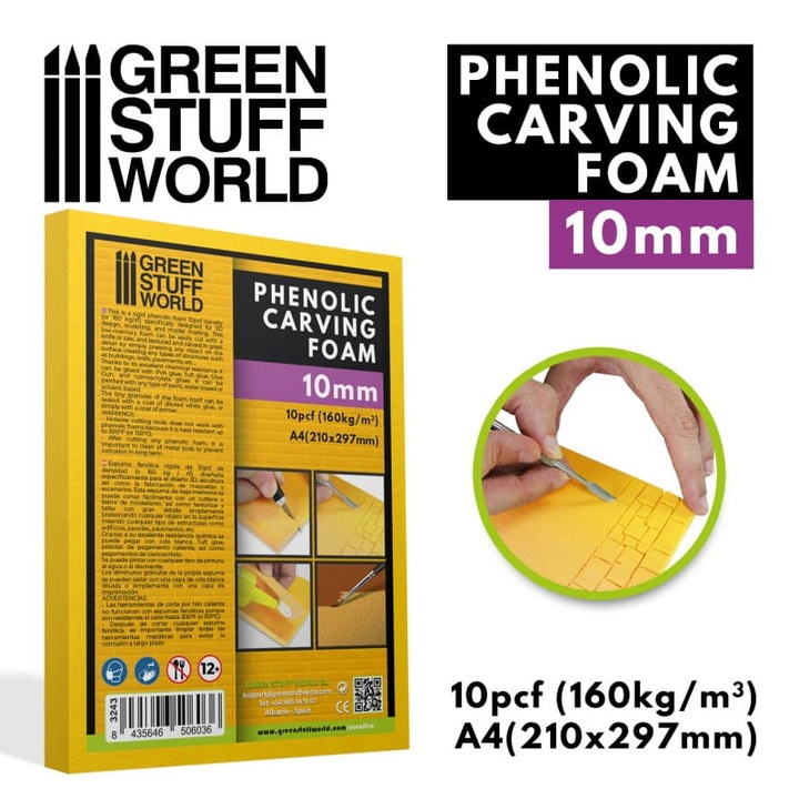 Fenol hab szobrászathoz 10mm, GREEN STUFF WORLD, A4, hőálló, könnyen vágható