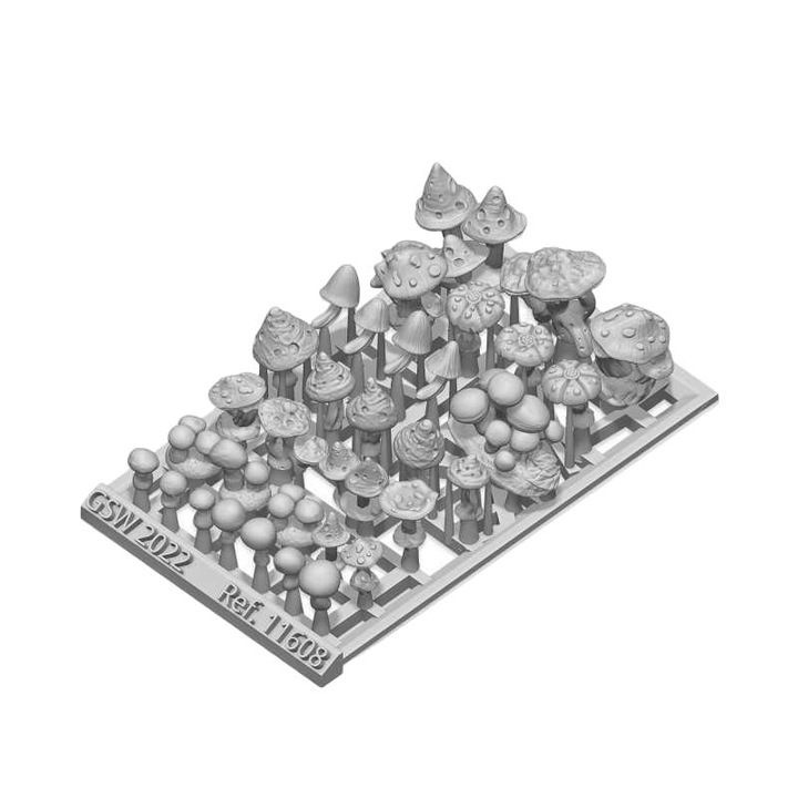 36 darabos 3D gomba szett, GREEN STUFF WORLD, különböző formák és méretek