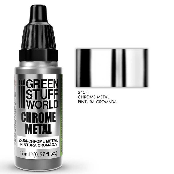 Króm metálfényű festék, GREEN STUFF WORLD, 17ml, ecsettel vagy airbrush-sal felhordható