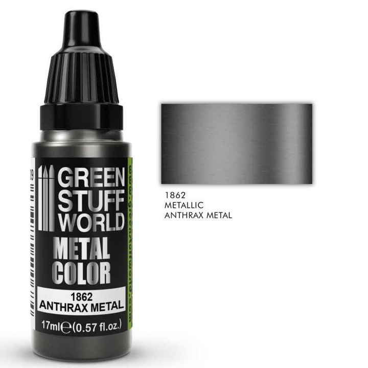 GREEN STUFF WORLD metálfesték, Metál színsorozat, 17ml, nem mérgező, vízbázisú, ANTHRAX METAL