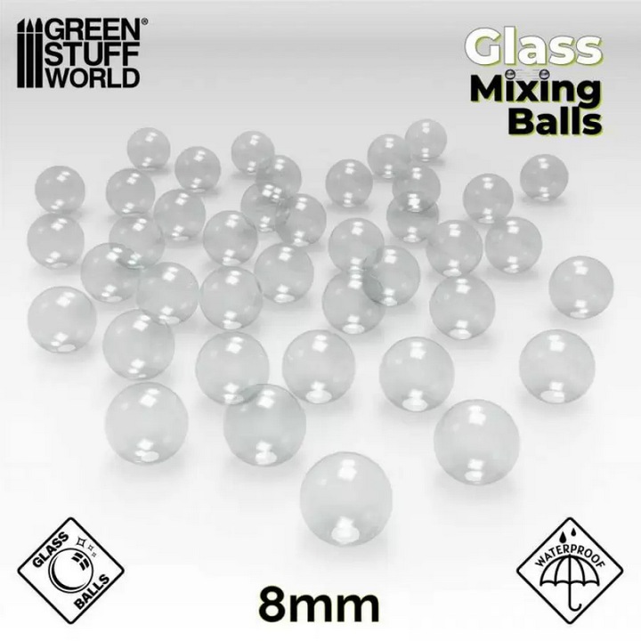 Bile de amestec 8 mm, GREEN STUFF WORLD, set 40 bile din otel inoxidabil, rezistente la vopsea, 8 mm