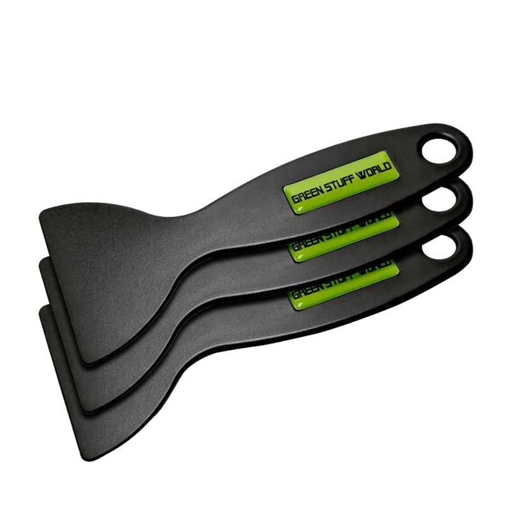 Set de spatule din plastic pentru imprimante 3D, GREEN STUFF WORLD, 3 bucati, negru