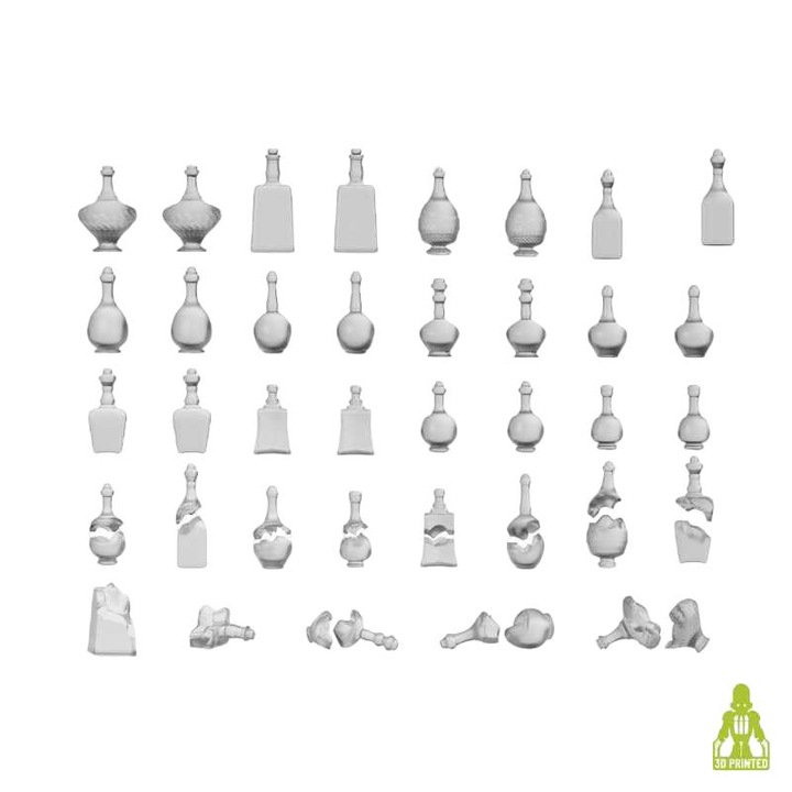 Set figurine - Butelki cu elixir si lichior din rasina, GREEN STUFF WORLD, 28-35 mm, transparent