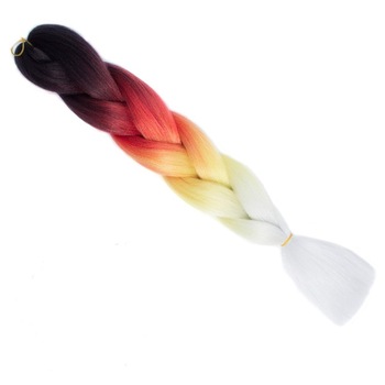 Extensie colorata de par pentru impletituri multicolor negru/rosu/galben/alb100 g (par sintetic) Extensie colorata de par pentru impletituri multicolor negru/rosu/galben/alb100 g (par sintetic)