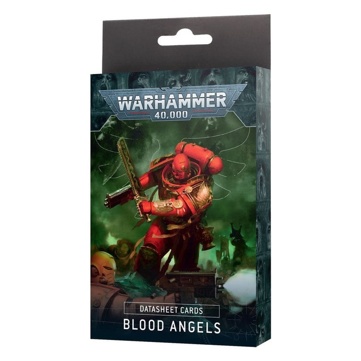 Картотечни карти: Blood Angels, Games Workshop, комплект от 18 карти, 161,5x107,1 мм, златен метален кант