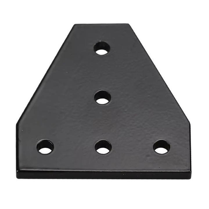 Placa de conectare cu unghi de 90°, Matik, pentru profile cu canelura in V si canelura in T 2020, 60 mm x 60 mm x 4 mm, Aluminiu, Asamblare usoara, Potrivire precisa, Gauri de montare, Negru, 1 bucata intr-un